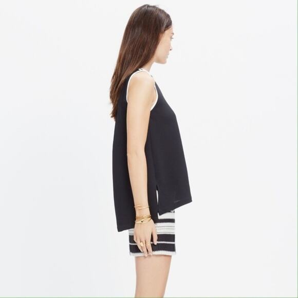 Madewell XS Crepe Canal Tank Black White - Picture 2 of 8